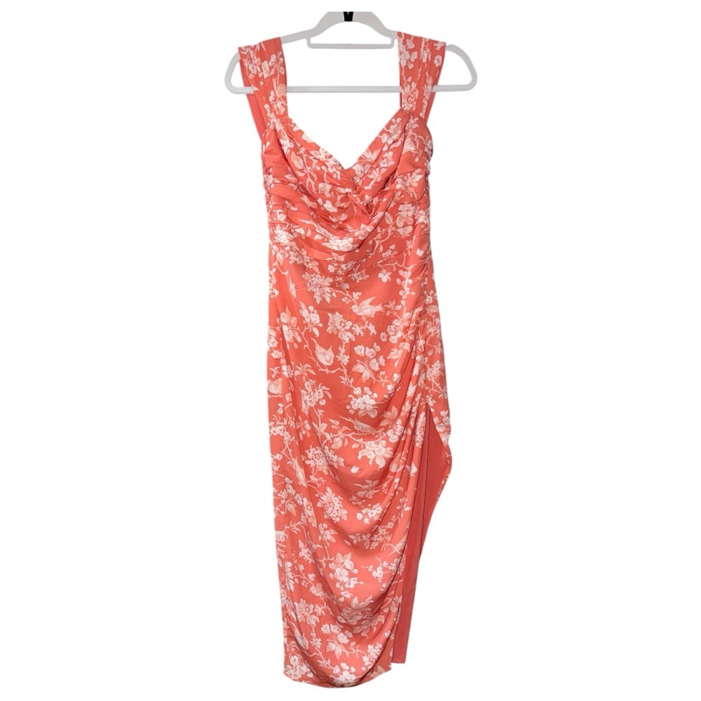 Abercrombie & Fitch Coral Pink White Floral Spring Summer  Wedding Guest Dress S